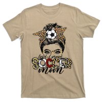 Loud Proud Soccer Mom Leopard Messy Bun MotherS Day T-Shirt