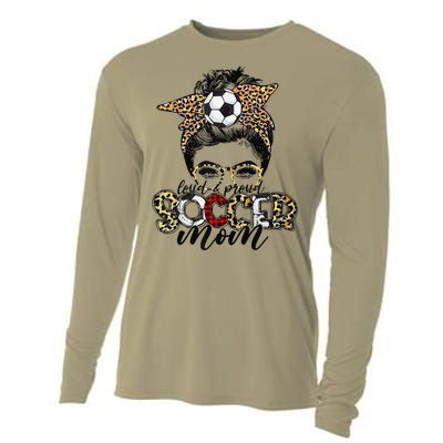 Loud Proud Soccer Mom Leopard Messy Bun MotherS Day Cooling Performance Long Sleeve Crew