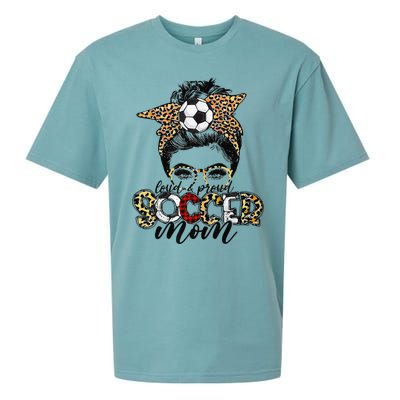 Loud Proud Soccer Mom Leopard Messy Bun MotherS Day Sueded Cloud Jersey T-Shirt