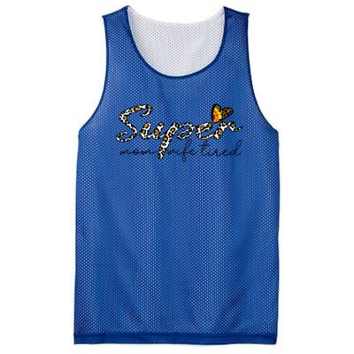 Leopard Print Super Mom Mom Life Tired Gift Mesh Reversible Basketball Jersey Tank