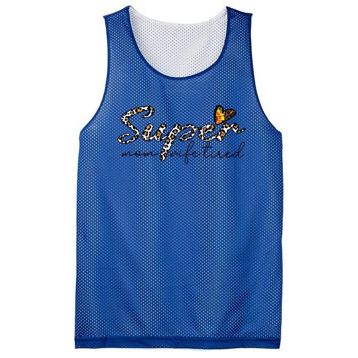 Leopard Print Super Mom Mom Life Tired Gift Mesh Reversible Basketball Jersey Tank