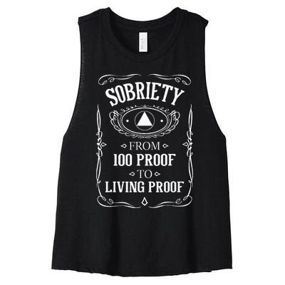 Living Proof Sobriety Anniversary Sober AA NA Recovery Women's Racerback Cropped Tank