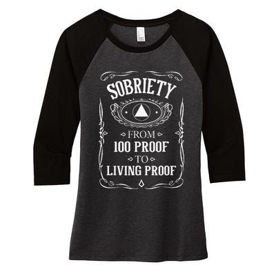 Living Proof Sobriety Anniversary Sober AA NA Recovery Women's Tri-Blend 3/4-Sleeve Raglan Shirt