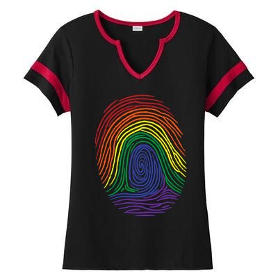 Lgbt Pride Social Movet Fingerprint Gift Ladies Halftime Notch Neck Tee