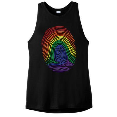 Lgbt Pride Social Movet Fingerprint Gift Ladies PosiCharge Tri-Blend Wicking Tank