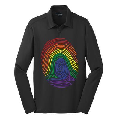 Lgbt Pride Social Movet Fingerprint Gift Silk Touch Performance Long Sleeve Polo