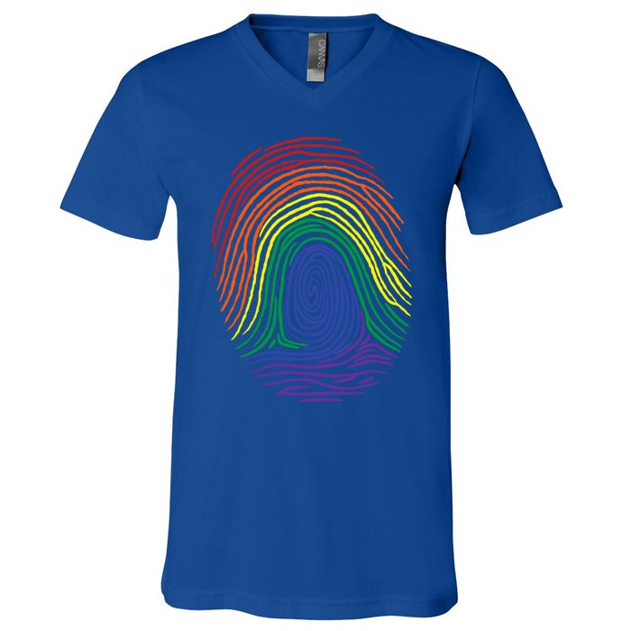 Lgbt Pride Social Movet Fingerprint Gift V-Neck T-Shirt