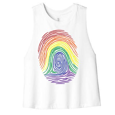 Lgbt Pride Social Movet Fingerprint Gift Women's Racerback Cropped Tank