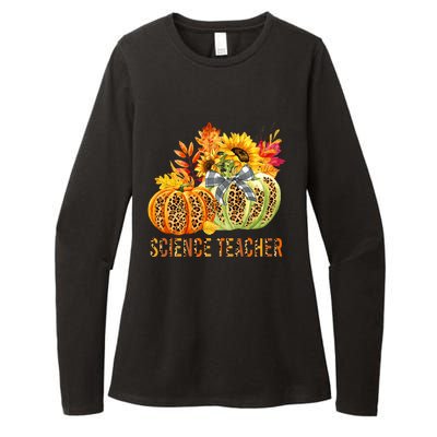 Leopard Pumpkins Science Teacher Fall Autumn Thanksgiving Womens CVC Long Sleeve Shirt