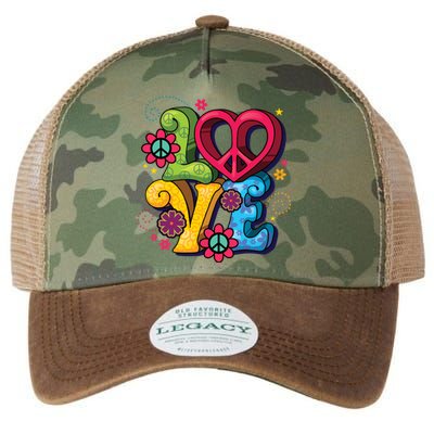 Love Peace Symbol Flower Power Hippie Floral Peace Sign Cute Gift Legacy Tie Dye Trucker Hat