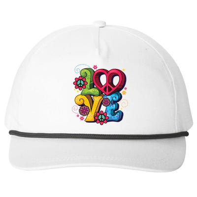 Love Peace Symbol Flower Power Hippie Floral Peace Sign Cute Gift Snapback Five-Panel Rope Hat