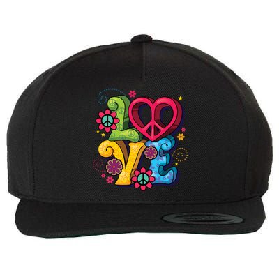 Love Peace Symbol Flower Power Hippie Floral Peace Sign Cute Gift Wool Snapback Cap