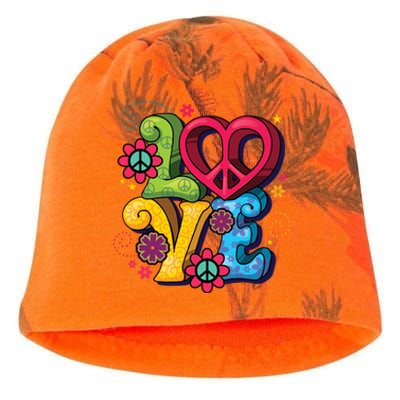 Love Peace Symbol Flower Power Hippie Floral Peace Sign Cute Gift Kati - Camo Knit Beanie