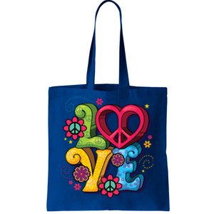 Love Peace Symbol Flower Power Hippie Floral Peace Sign Cute Gift Tote Bag