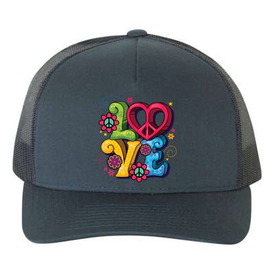 Love Peace Symbol Flower Power Hippie Floral Peace Sign Cute Gift Yupoong Adult 5-Panel Trucker Hat