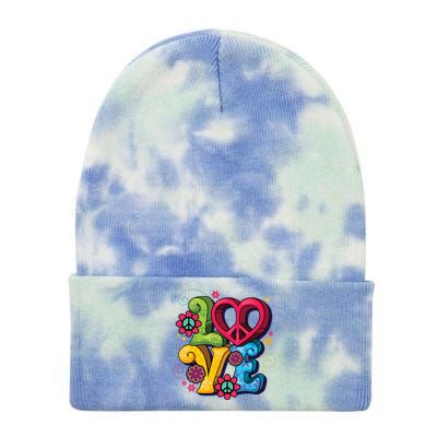 Love Peace Symbol Flower Power Hippie Floral Peace Sign Cute Gift Tie Dye 12in Knit Beanie