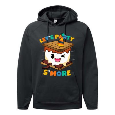 Let's Party S'more Camping Cute Smores Performance Fleece Hoodie