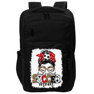 Loud & Proud Soccer Mom Messy Bun Mothers Leopard Bleached Impact Tech Backpack