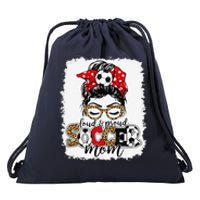 Loud & Proud Soccer Mom Messy Bun Mothers Leopard Bleached Drawstring Bag