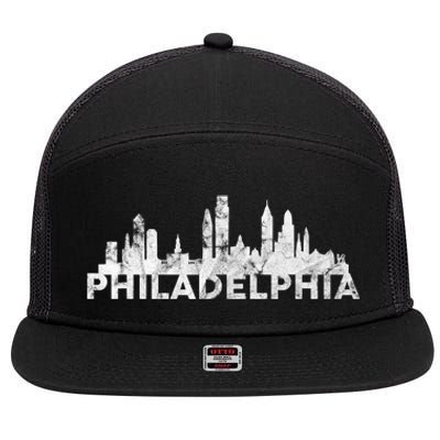 Love Philadelphia Skyline Downtown Cityscape Philly Souvenir 7 Panel Mesh Trucker Snapback Hat