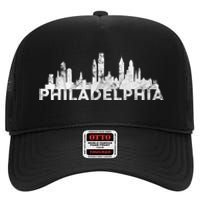 Love Philadelphia Skyline Downtown Cityscape Philly Souvenir High Crown Mesh Back Trucker Hat