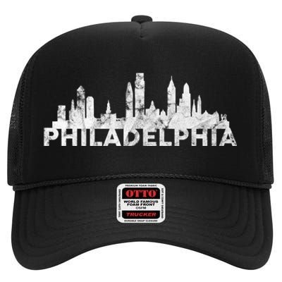 Love Philadelphia Skyline Downtown Cityscape Philly Souvenir High Crown Mesh Back Trucker Hat