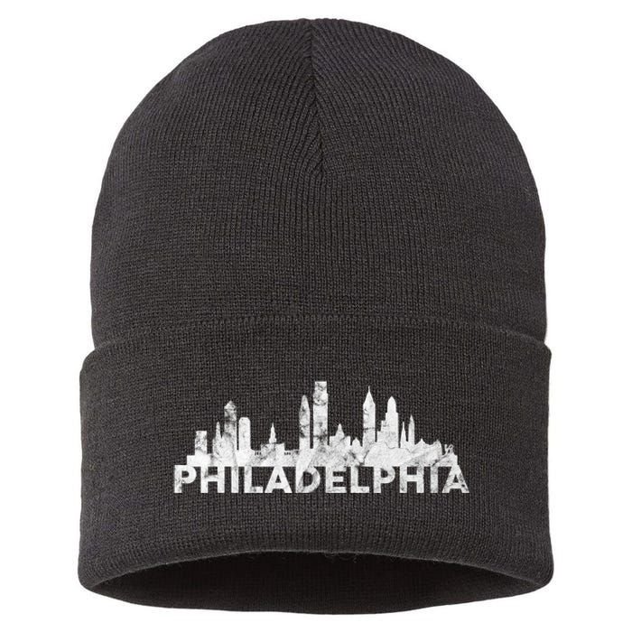 Love Philadelphia Skyline Downtown Cityscape Philly Souvenir Sustainable Knit Beanie