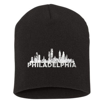 Love Philadelphia Skyline Downtown Cityscape Philly Souvenir Short Acrylic Beanie