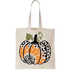 Leopard Pumpkin Sunflower Fall Autumn Halloween Thanksgiving Tote Bag