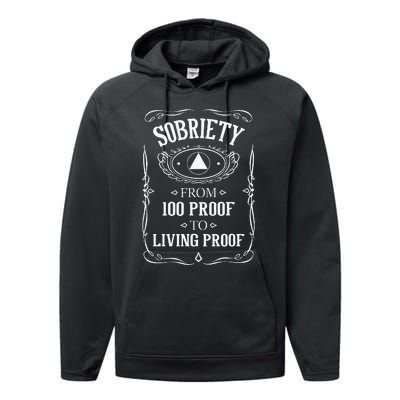 Living Proof Sobriety Anniversary Sober AA NA Recovery Performance Fleece Hoodie