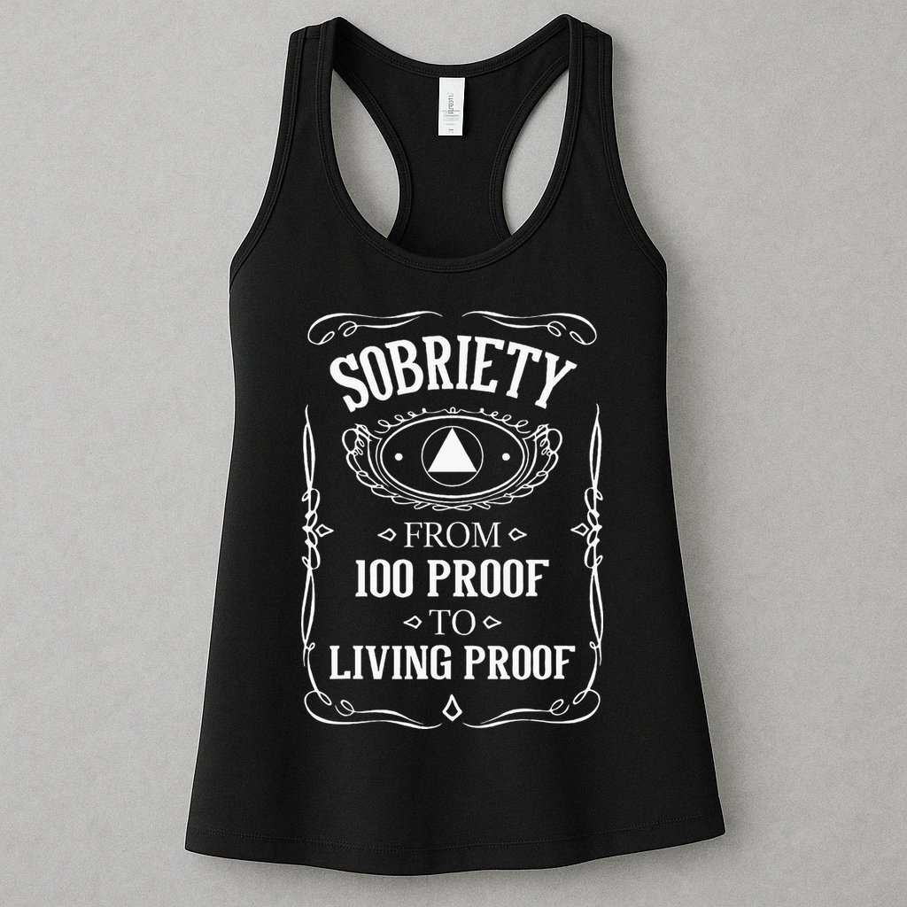 Living Proof Sobriety Anniversary Sober AA NA Recovery Womens Tank Top