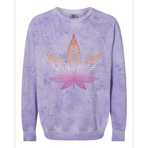 Lesbian Pride Subtle 420 Stoner Pot Leaf Weed Lgbtq Lesbian Funny Gift Colorblast Crewneck Sweatshirt