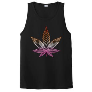 Lesbian Pride Subtle 420 Stoner Pot Leaf Weed Lgbtq Lesbian Funny Gift PosiCharge Competitor Tank