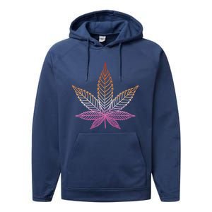 Lesbian Pride Subtle 420 Stoner Pot Leaf Weed Lgbtq Lesbian Funny Gift Performance Fleece Hoodie