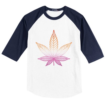 Lesbian Pride Subtle 420 Stoner Pot Leaf Weed Lgbtq Lesbian Funny Gift Baseball Sleeve Shirt