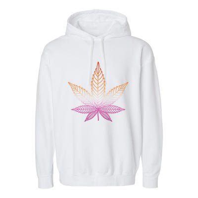 Lesbian Pride Subtle 420 Stoner Pot Leaf Weed Lgbtq Lesbian Funny Gift Garment-Dyed Fleece Hoodie