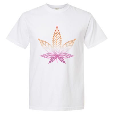 Lesbian Pride Subtle 420 Stoner Pot Leaf Weed Lgbtq Lesbian Funny Gift Garment-Dyed Heavyweight T-Shirt