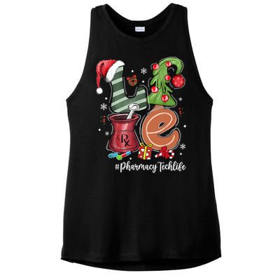 Love Pill Santa Hat Xmas Tree Pharmacy Tech Life Christmas Cool Gift Ladies PosiCharge Tri-Blend Wicking Tank