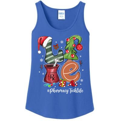 Love Pill Santa Hat Xmas Tree Pharmacy Tech Life Christmas Cool Gift Ladies Essential Tank