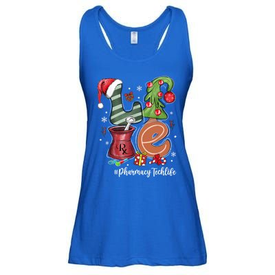 Love Pill Santa Hat Xmas Tree Pharmacy Tech Life Christmas Cool Gift Ladies Essential Flowy Tank