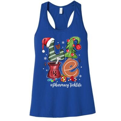 Love Pill Santa Hat Xmas Tree Pharmacy Tech Life Christmas Cool Gift Women's Racerback Tank