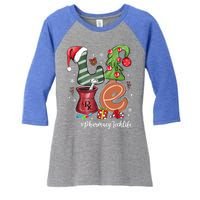 Love Pill Santa Hat Xmas Tree Pharmacy Tech Life Christmas Cool Gift Women's Tri-Blend 3/4-Sleeve Raglan Shirt