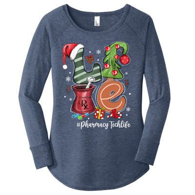 Love Pill Santa Hat Xmas Tree Pharmacy Tech Life Christmas Cool Gift Women's Perfect Tri Tunic Long Sleeve Shirt