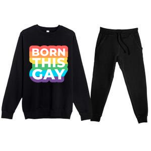 Lgbtq Pride Stonewall Born This Gay Great Gift Premium Crewneck Sweatsuit Set