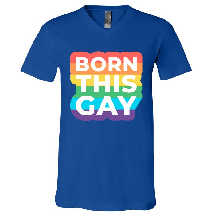 Lgbtq Pride Stonewall Born This Gay Great Gift V-Neck T-Shirt