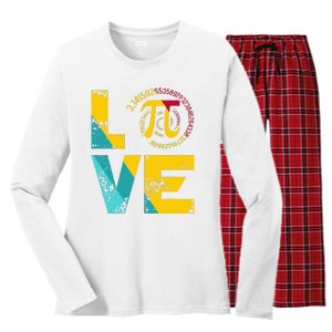 Love Pi Spiral for Pi Day Geek Math Teacher 3.14 Women's Long Sleeve Flannel Pajama Set 