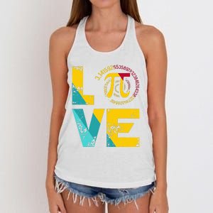 Love Pi Spiral for Pi Day Geek Math Teacher 3.14 Women's Knotted Racerback Tank