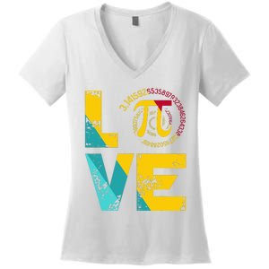 Love Pi Spiral for Pi Day Geek Math Teacher 3.14 Women's V-Neck T-Shirt