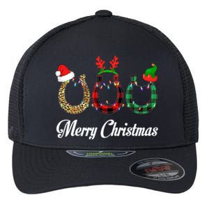 Leopard Plaid Santa Hat Horse Xmas Gift Flexfit Unipanel Trucker Cap