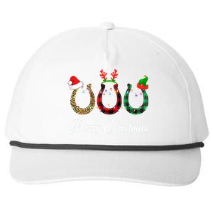 Leopard Plaid Santa Hat Horse Xmas Gift Snapback Five-Panel Rope Hat